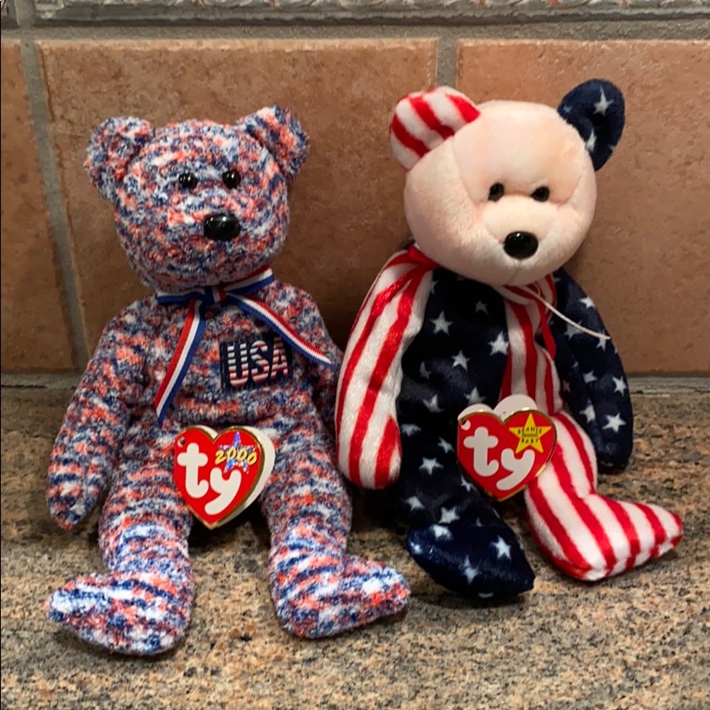 Retired TY Beanie Baby "Spangle" And “USA” Bears